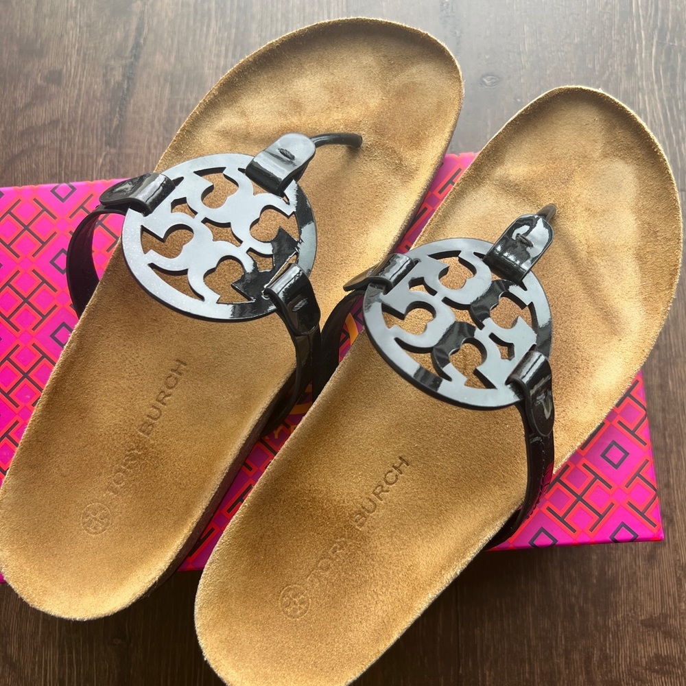 Tory Burch Miller Cloud Patent Leather/Cork Sandals - Picture 3 of 6